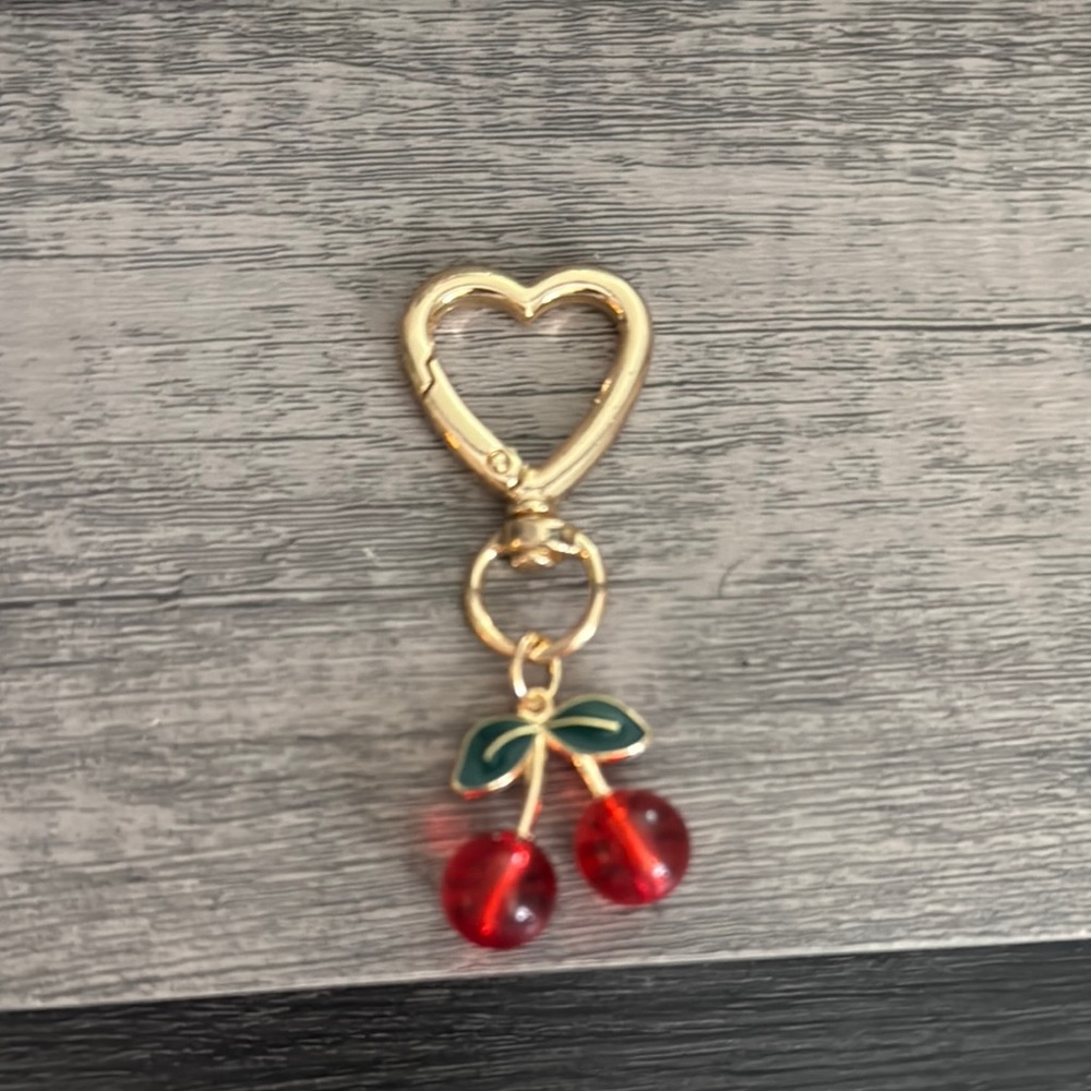 NWT Heart Keychain with Cherry Charm